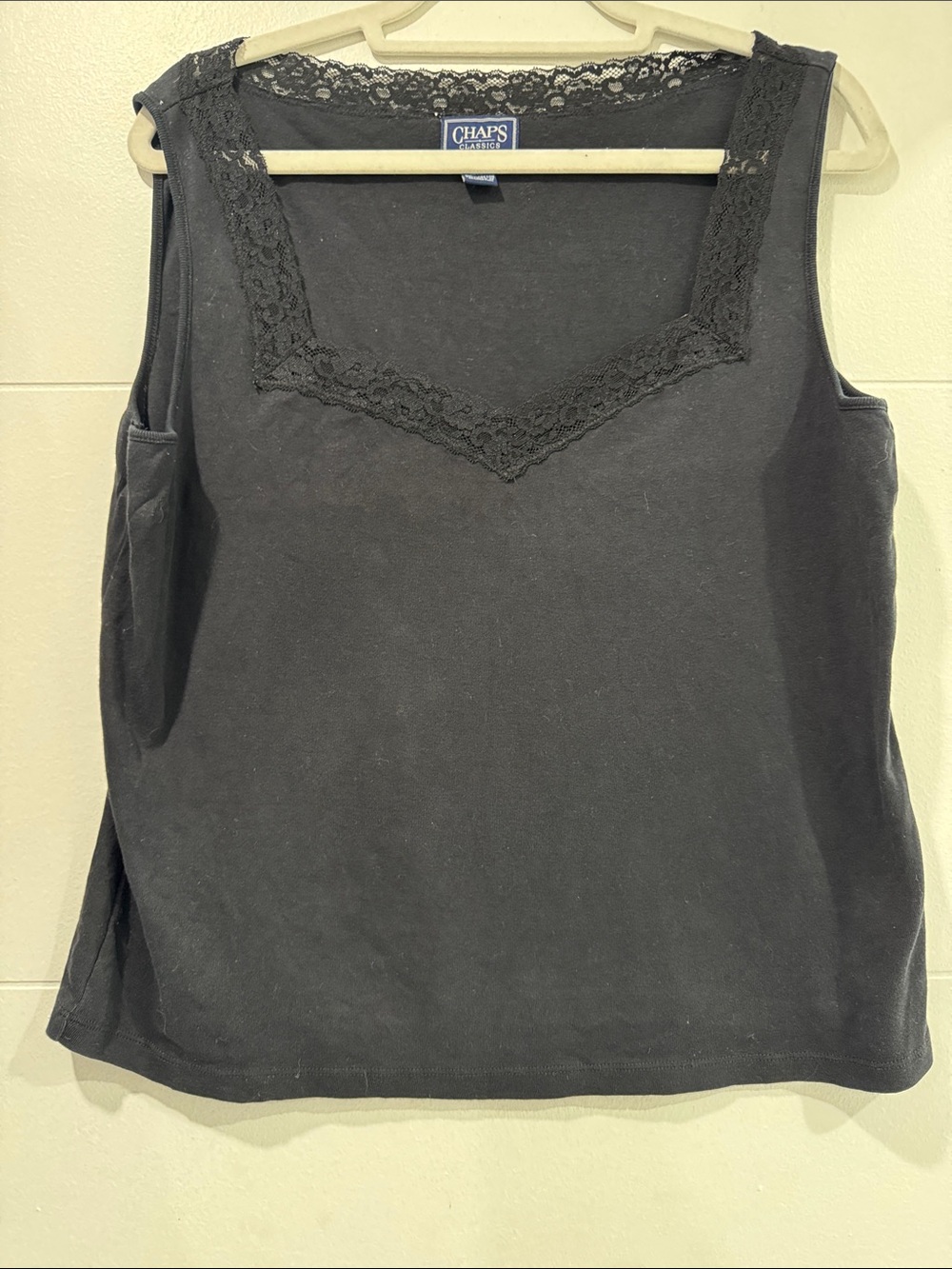 Chaps Classics Black Lace-Trim Sleeveless Tank Top